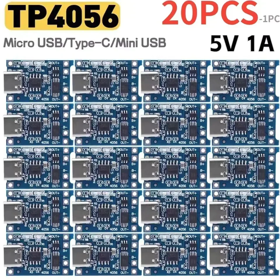 Tp4056 Module - 1-20 adet tip-c/mikro/mini USB 5V 1A